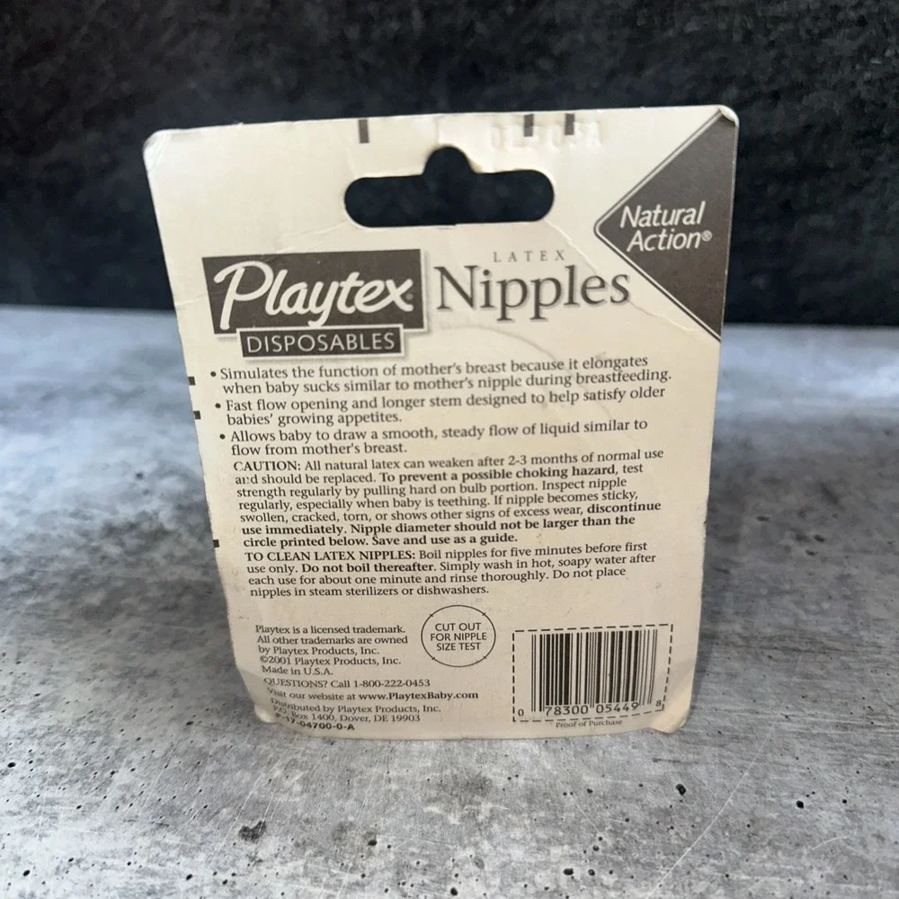 Vintage Playtex Natural Action Flat Top Latex Baby Bottle Nipples Fast Flow  (C)
